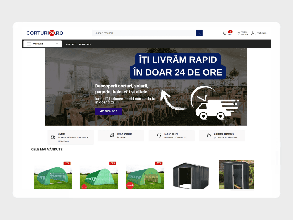 Corturi24.ro - magazin Shopify